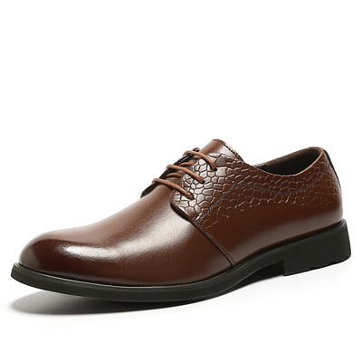 

COSO business casual shoes breathable lace male shoes round head British low to help dress shoes crocodile pattern business casual shoes C801 black 38 yards
