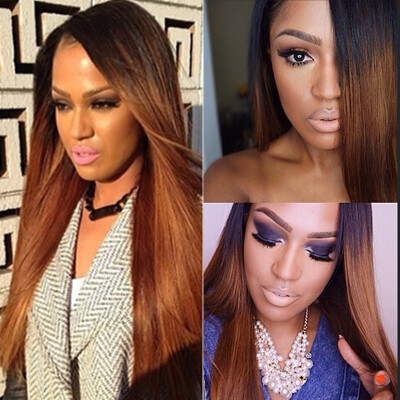 

Brazilian Lace Front Wig with Baby Hair Straight 1b/30 Ombre Lace Wig for Black Women 130 Density