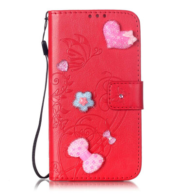 

Red Flower Design PU Leather Flip Cover Wallet Card Holder Case for LG G3