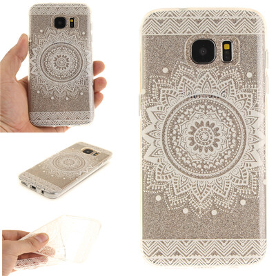 

White mandala Pattern Soft Thin TPU Rubber Silicone Gel Case Cover for SAMSUNG GALAXY S7 Edge