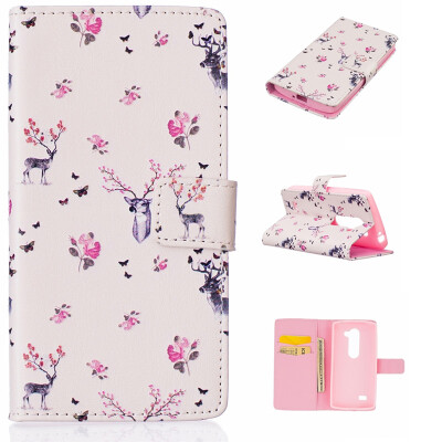 

Deer Design PU Leather Flip Cover Wallet Card Holder Case for LG LEON H340N