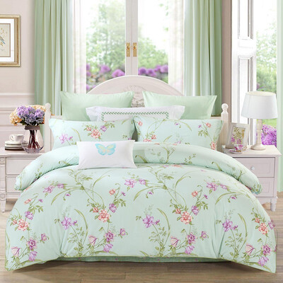 

Mercury Home Textiles MERCURY Bedding Four-piece Cotton Cotton Twill Print Quilt Bedding Smile Flowers Double 15m Bed