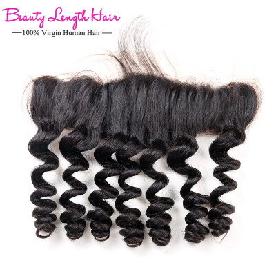 

Virgin Peruvian Loose Wave Frontal From Ear To Ear 13x4 Full Lace Closure With Baby Hair Bleached Knots Human Hair Lace Frontal