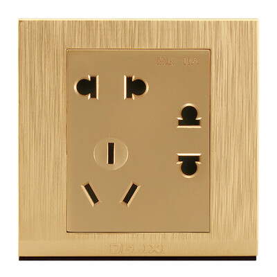 

Germany West (DELIXI) switch socket panel USB five-hole socket drawing gold series