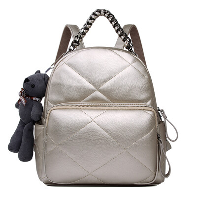 

Excellent ha howru new bag casual shoulder bag Japanese&Korean version of fashion ladies Lingge Bear pendant ladies backpack 6EJ00002 gold