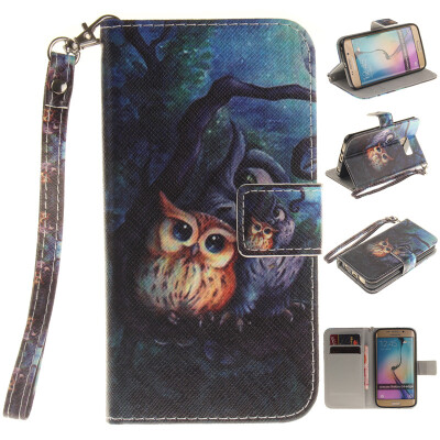 

Oil painting owl Design PU Leather Flip Cover Wallet Card Holder Case for SAMSUNG GALAXY S6 Edge