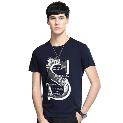 

Paul Fadi BAOLUOFADI short-sleeved T-shirt male fashion print Slim round neck short T 136203739 blue 48