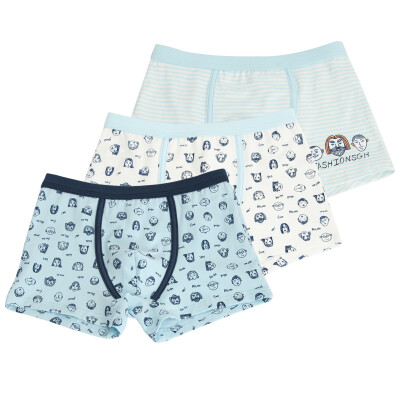 

Red beans Hodo children&39s underwear male flat angle in the waist breathable large child 95 cotton comfortable four pants 3 boxed HDK783 blue&white 165