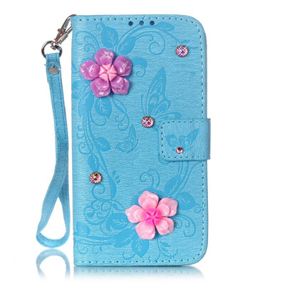 

Blue Butterfly Design PU Leather Flip Cover Wallet Card Holder Case for SAMSUNG S7EDGE