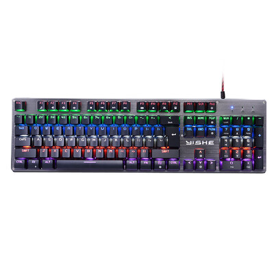 

Wing yarn (YISHE) YS-K600B pure mechanical green shaft mixed light marquee metal panel gaming gaming keyboard gold