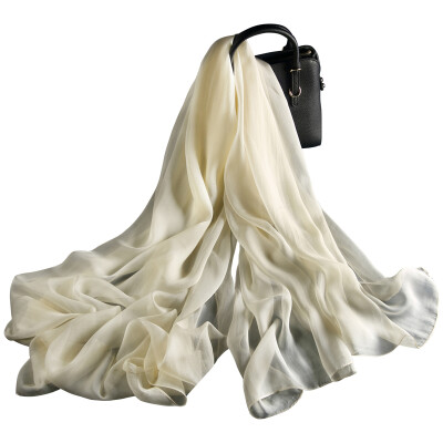 

Lan Shiyu LANSHIYU W0591 silk scarves spring&summer silk pure color long shawl scarf rice white