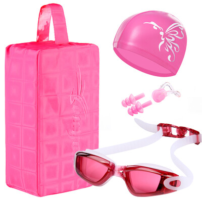 

You swim glasses men&women waterproof anti-fog swimming glasses high-definition goggles waterproof package set Z6315 transparent pink light