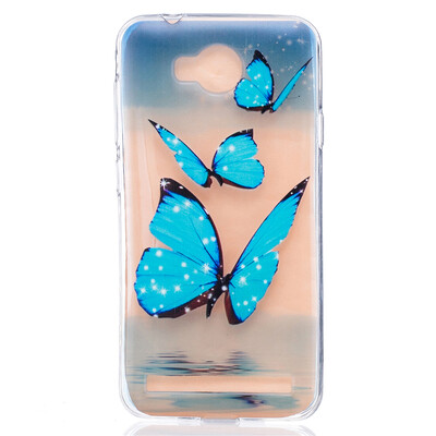

Blue butterfly Dress girl Pattern Soft Thin TPU Rubber Silicone Gel Case Cover for HUAWEI Y3 II