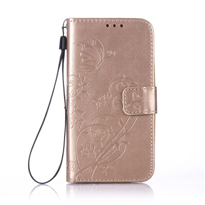 

Gold Flower Design PU Leather Flip Cover Wallet Card Holder Case for HUAWEI Y625