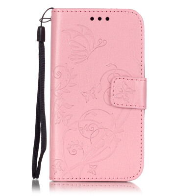 

Pink Flower Design PU Leather Flip Cover Wallet Card Holder Case for MOTO E2