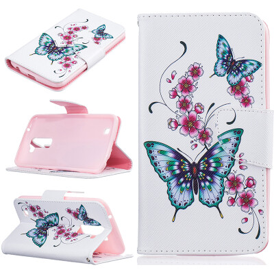 

Peach butterfly Design PU Leather Flip Cover Wallet Card Holder Case for LG K10