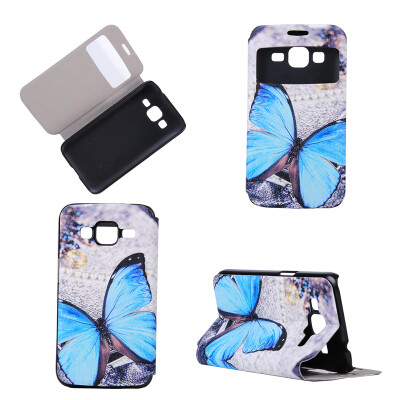 

Blue Butterfly Design Кожа PU откидной крышки Кошелек для карты памяти Чехол для Samsung Galaxy CORE Prime G360