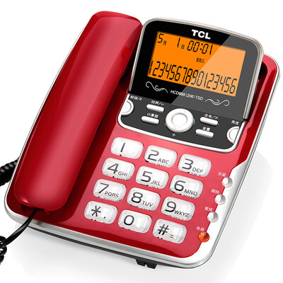 

TCL HCD868 206 Fixed corded telephone landline free battery Handsfree large screen Large button screen can lift dual interface retro home office machine red