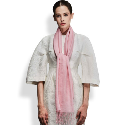 

Hengyuan Xiang 50M16506 Spring&Autumn thin paragraph worsted pure color cotton linen long scarf female large size sunscreen scarf air conditioning shawl fashion wild pink