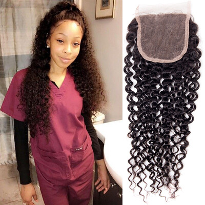 

7a Unprocessed Cambodian Afro Kinky Curly Closure Free Part Lace Closure 4x4 Virgin Human Hair Afro Kinky Curly Closure