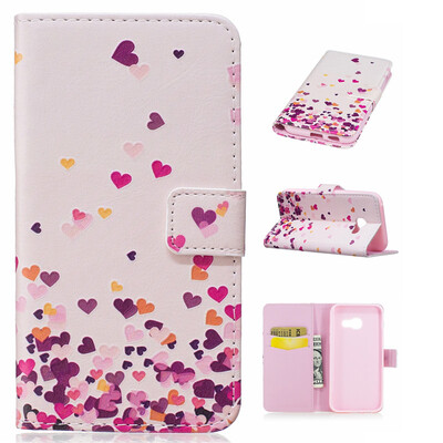 

Pink Heart Design PU Leather Flip Cover Wallet Card Holder Case for Samsung Galaxy A3 2017/A320