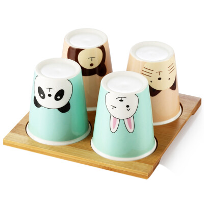 

【Jingdong Supermarket】 Beisi Si Meng kitchen series of creative ceramic mugs small Meng set of four sets of loading tray business gift custom