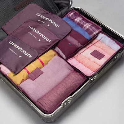 

Sky Club Travel Шесть Pieces Сумки для мытья Сумка для отделки одежды Travel Home Store Пакет Wine Red