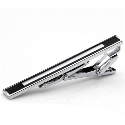 

Fashion Gentleman Slim Collar Black-Ended Stainless Steel Tie Clip Silver