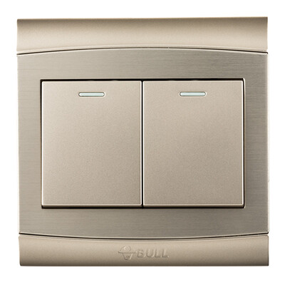 

Bull BULL switch socket G19 series two open dual control switch with fluorescent 86 type panel G19K212Y metal wire drawing panel champagne gold