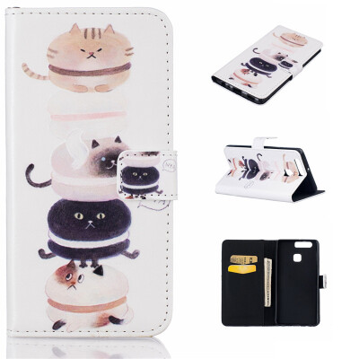 

Kitty Design PU Leather Flip Cover Wallet Card Holder Case for HUAWEI P9