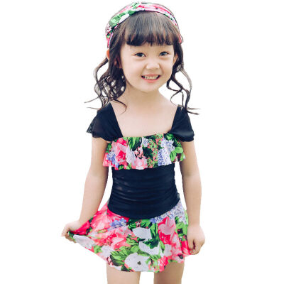 

QIHAI 6607-6 children's body skirt swimsuit cute girl princess skirt swimsuit comfort Korean hot spring swimsuit black  code