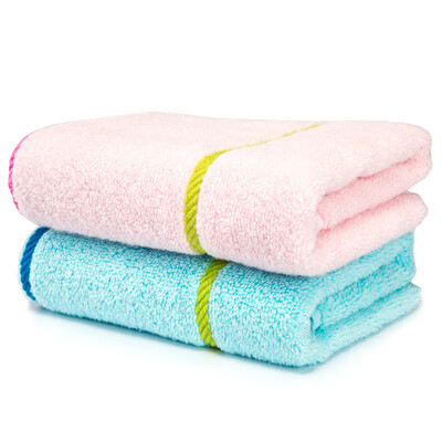 

Matt towel home textiles pure cotton plain weak twist soft water rainbow impression towel two pieces of blue / pink 33 * 70cm 85 g /