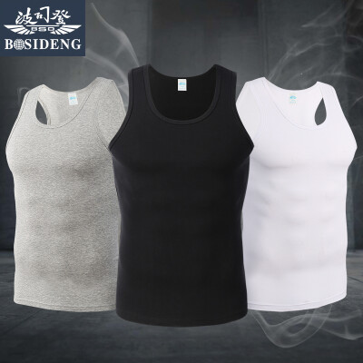 

BOSIDENG men&39s vest cotton breathable sports fitness vest male three pieces 2 gray 1 black