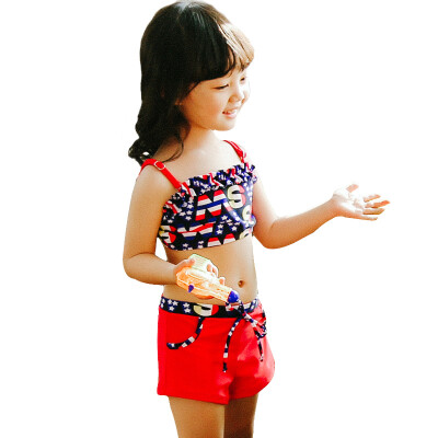 

Odd sea QIHAI 6615-4 girl swimsuit children split swimsuit two-piece Korean hot spring swimsuit XL code