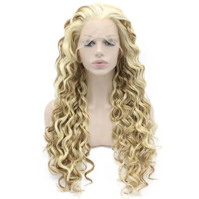 

Long Curly Blond Mix Heat Friendly Fiber Hair Lace Front Wig