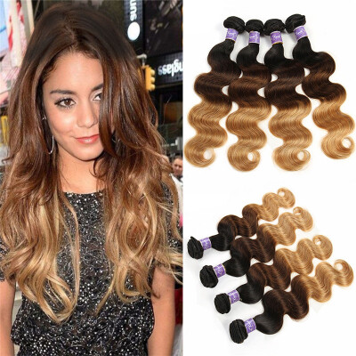 

7A Blonde Weave Bundles Brazilian Ombre Human Hair 1B 4 27 Body Wave Cheap Three Tone Ombre Brazilian Hair Body Wave 4 Pcs Lot