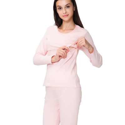 

Aibo paternity clothing pregnant women breast feeding autumn pants suit pregnant women pajamas home service on the open feeding milk M306 pink