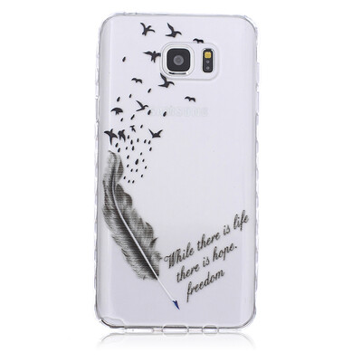 

Feathers&birds Pattern Soft Thin TPU Rubber Silicone Gel Case Cover for SAMSUNG GALAXY Note 5