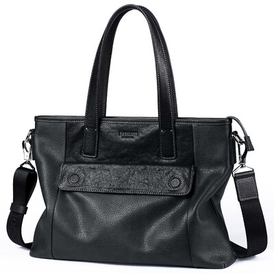 

PaboJoe male bag handbag large capacity leather shoulder Messenger bag leather men's casual business briefcase pbj9109 black
