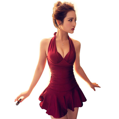 

Empire wolf EMPIPEWOLF YY005 2017 new piece of skirt-style steel cottage small chest gather sexy cover belly Slim swimsuit was thin conservative angle hot spring swimsuit red m code