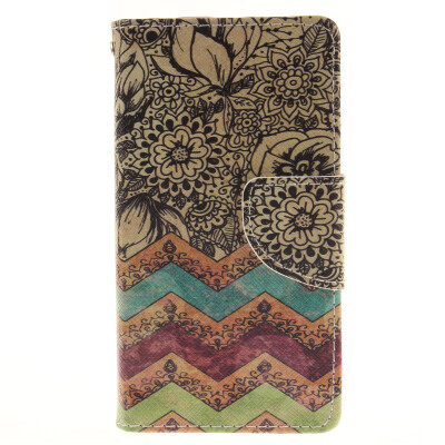 

Wave flower Design PU Leather Flip Cover Wallet Card Holder Case for Wiko Sunset2