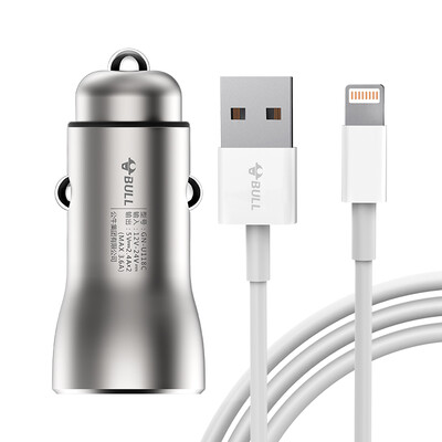 

Bull BULL car charger car charger cigarette lighter GNV-CD1180 silver 5V 36A dual USB one drag two voltage detection LED digital material