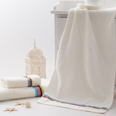 

Fu Li Jie Yu cotton towel absorbent skin-friendly plain multi-arm bath towel 65 130cm beige