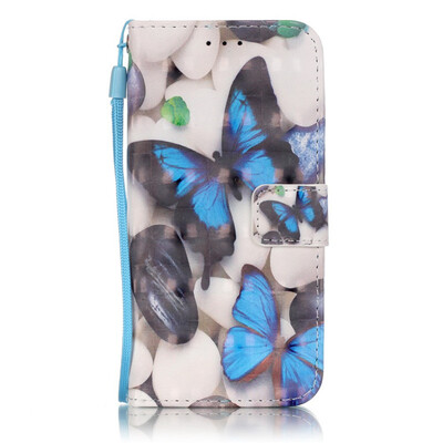 

Blue Butterfly Design PU Leather Flip Cover Wallet Card Holder Case for SAMSUNG S6EDGE