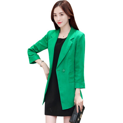 

A pond morning 2017 Korean temperament wild lapel long sleeve thin windbreaker short jacket female autumn S62A0991 green