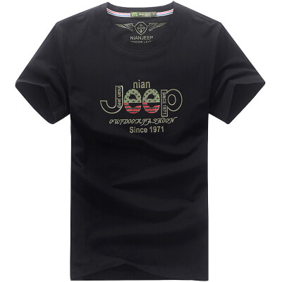 

Jeep Shield (NIAN JEEP) Short Sleeve T-Shirt Men's Round Outdoors Mountaineering Leisure T-Shirt 9273 White 3XL