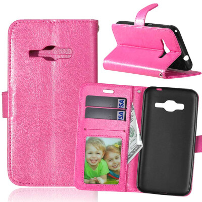 

Rose red Style Classic Flip Cover with Stand Function and Credit Card Slot for SAMSUNG GALAXY J1 2016/J120F