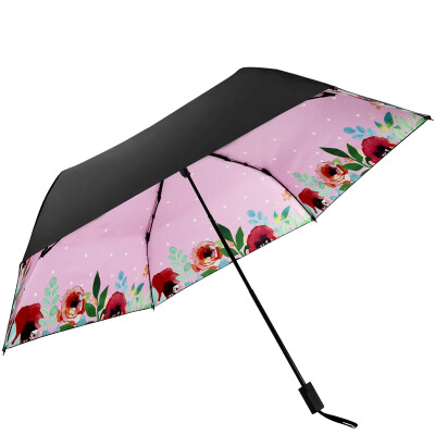 

Jingdong supermarket] Paradise umbrella (UPF50 +) hit the black rubber carbon fiber three fold ultra-light sun umbrella sunny umbrella 31816E figure red