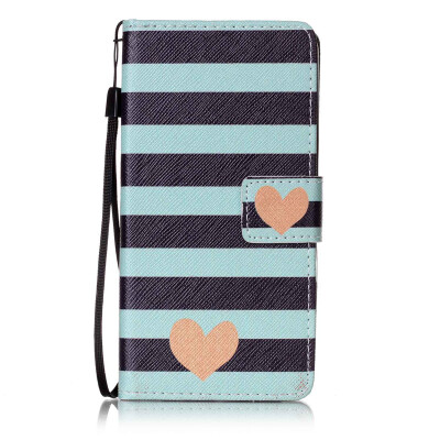 

Blue Stripes Design PU Leather Flip Cover Wallet Card Holder Case for Wiko Lenny 2