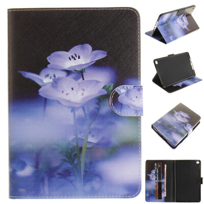 

Blue flower Style Embossing Classic Flip Cover with Stand Function and Credit Card Slot for iPad Mini 4